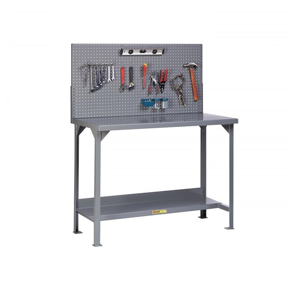 Welded Steel Workbenches, 4000 lbs. Cap, 30" x 72", Pegboard